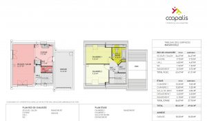 plan de maison traditionnelle d'un étage, 2 chambres et 1 garage