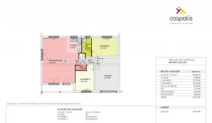 plan de maison de plain-pied en bois avec 2 chambres et un garage