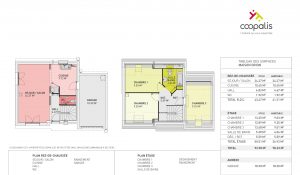 plan de maison d'un étage composée de 3 chambres avec garage
