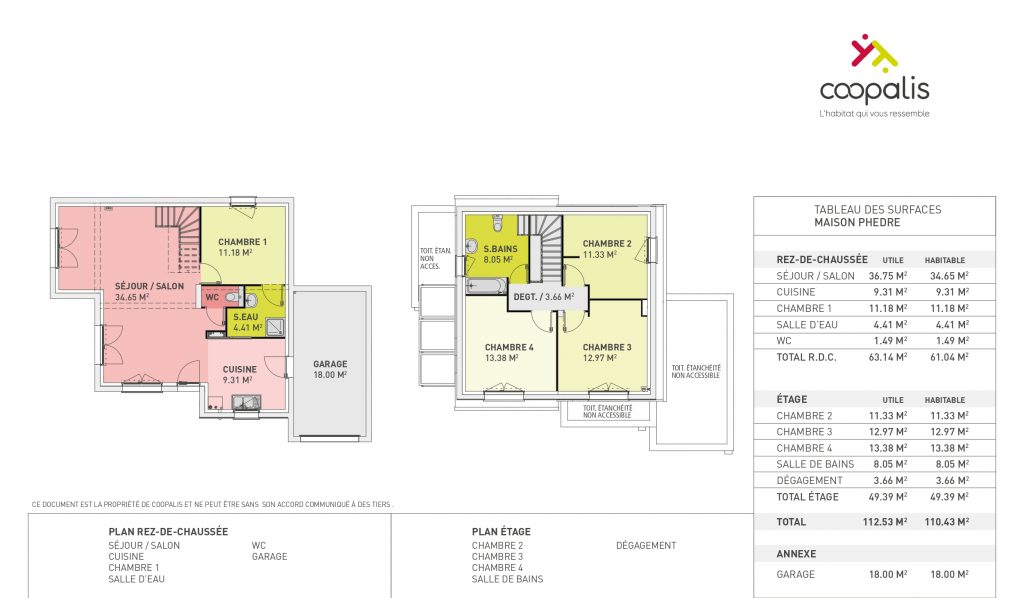 plan de maison avec chambres à 1 étage et garage