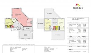 plan de maison moderne d'un étage avec 3 chambres et un garage