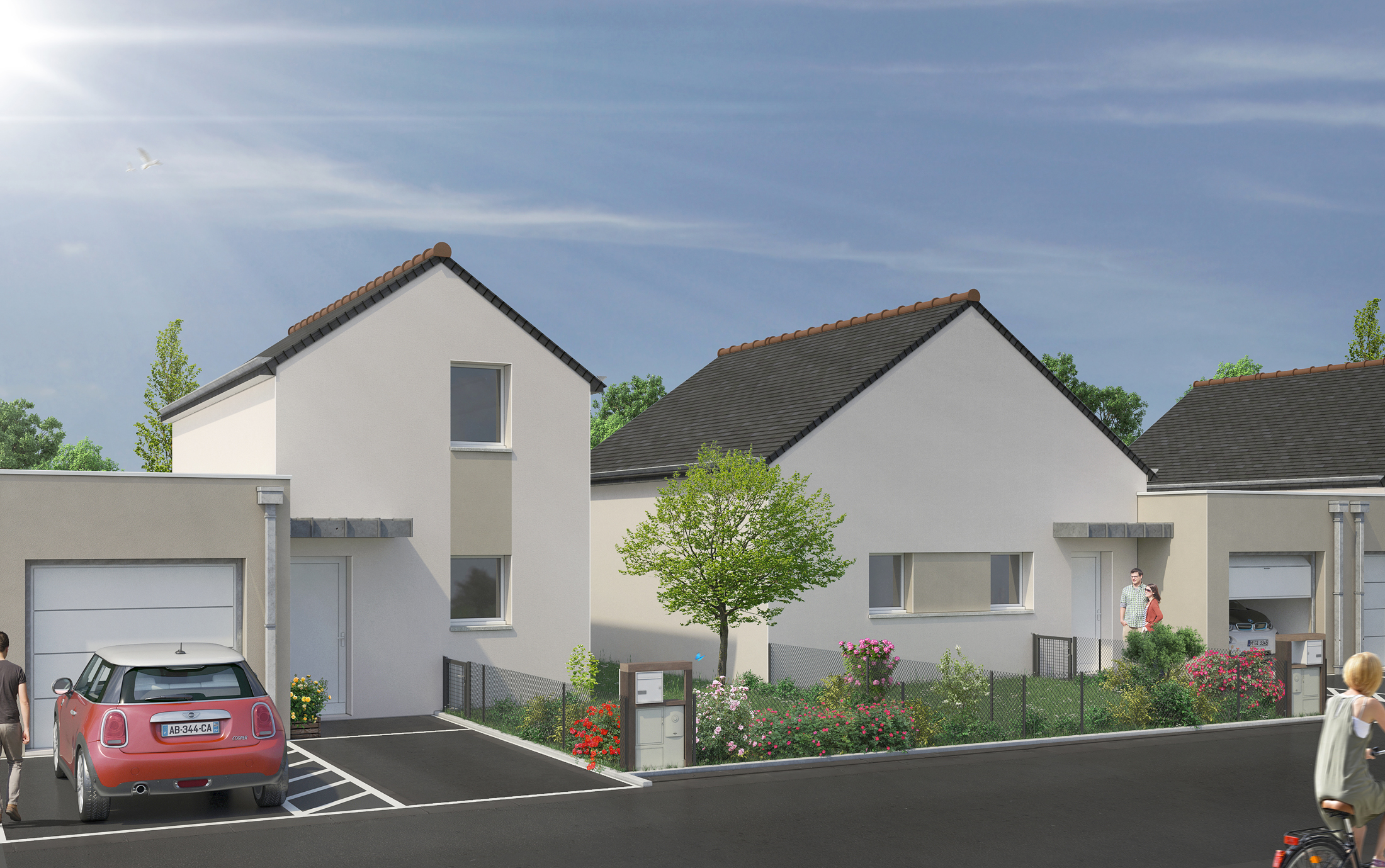 Plans de maisons 3D dans lotissement